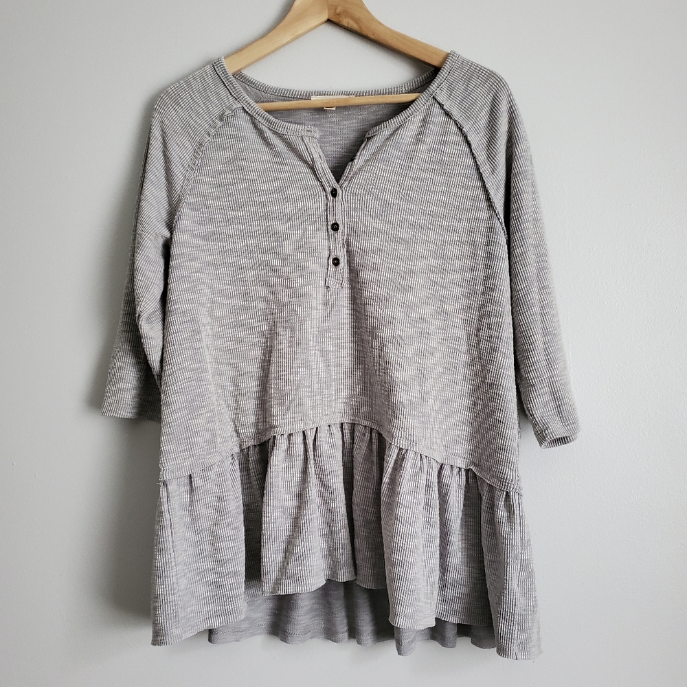 Promesa Ribbed Ruffle Knit Top Size S